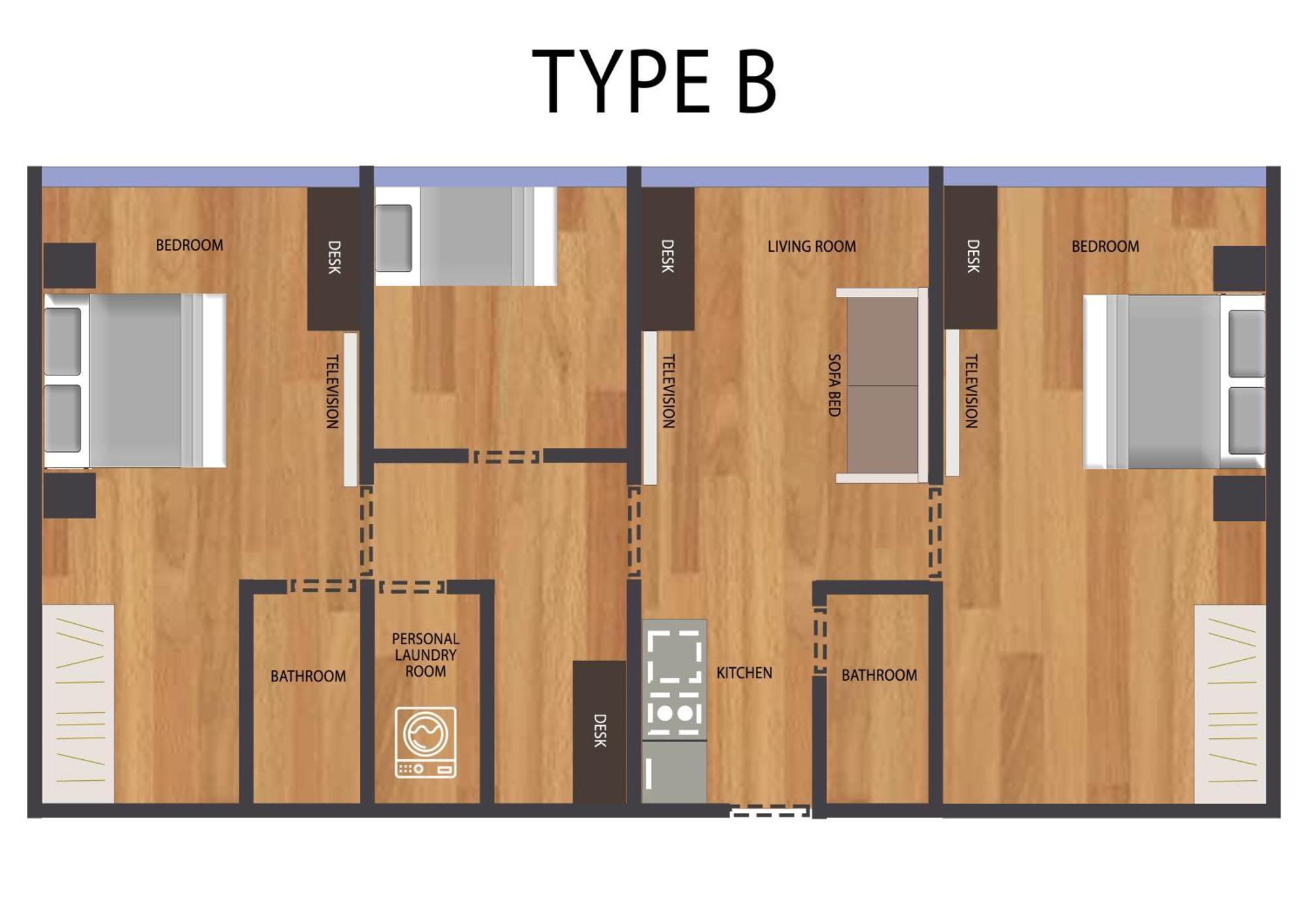 Three-Bedroom Apartment Laundry Room