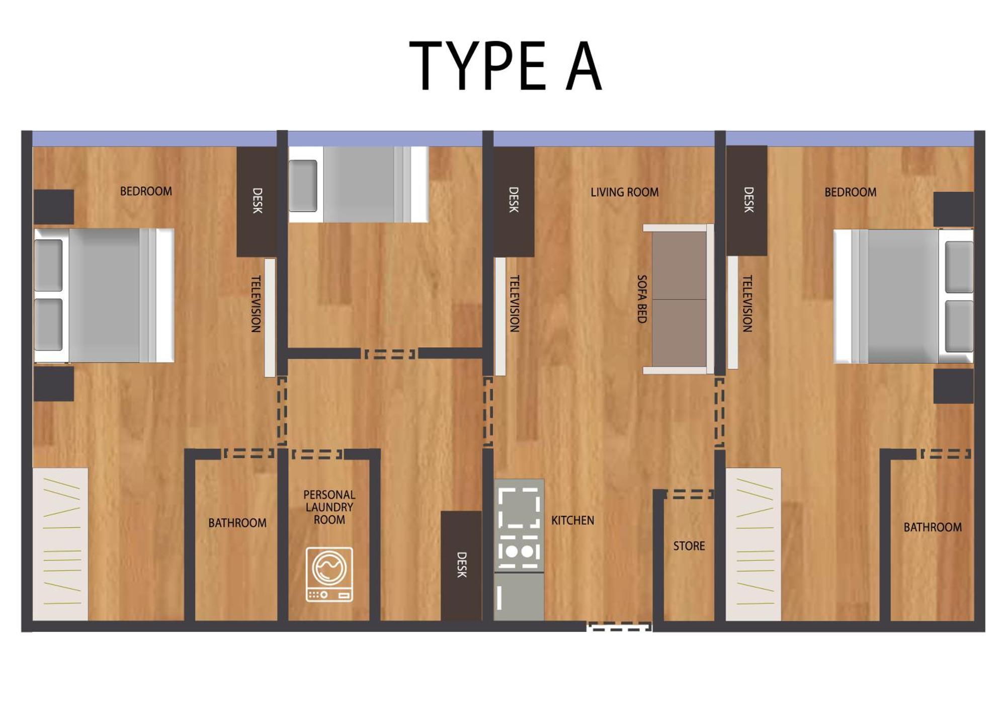 Three-Bedroom Apartment Laundry Room